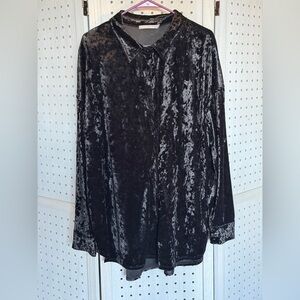 Black Velvet Button Down Shirt